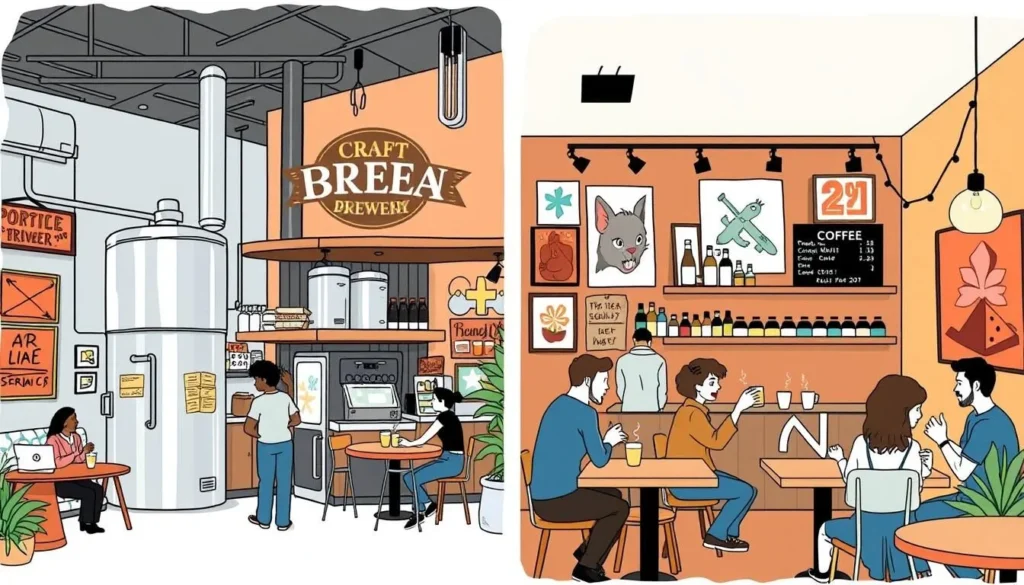 Image of a craft brewery or a coffee shop in Portland