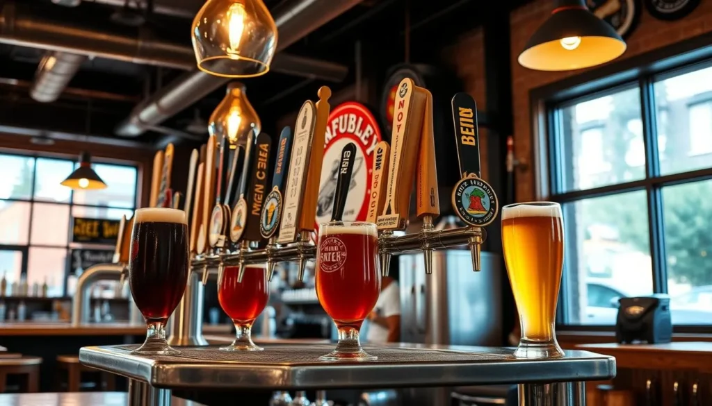Image of a craft brewery with locally-made beers on tap