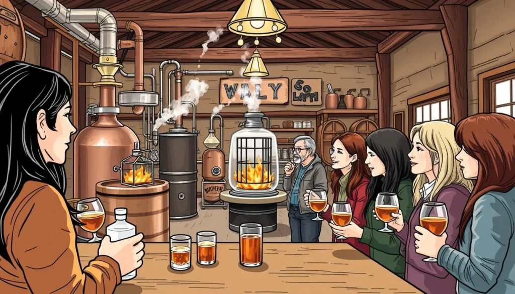 Image of a craft distillery tour with a tasting session