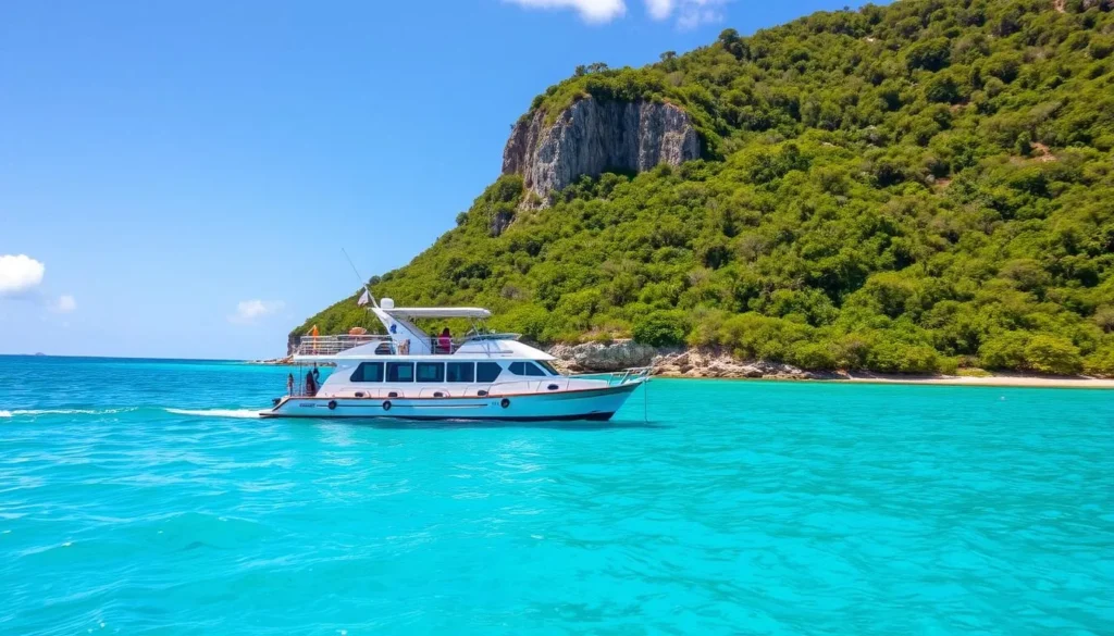 Image of a day tour boat anchored near Culebrita Island Image of a day tour boat anchored near Culebrita Island