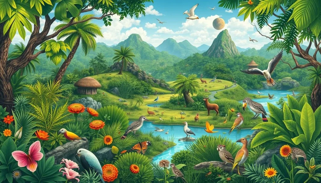 Image of a diverse Honduran ecosystem with various wildlife