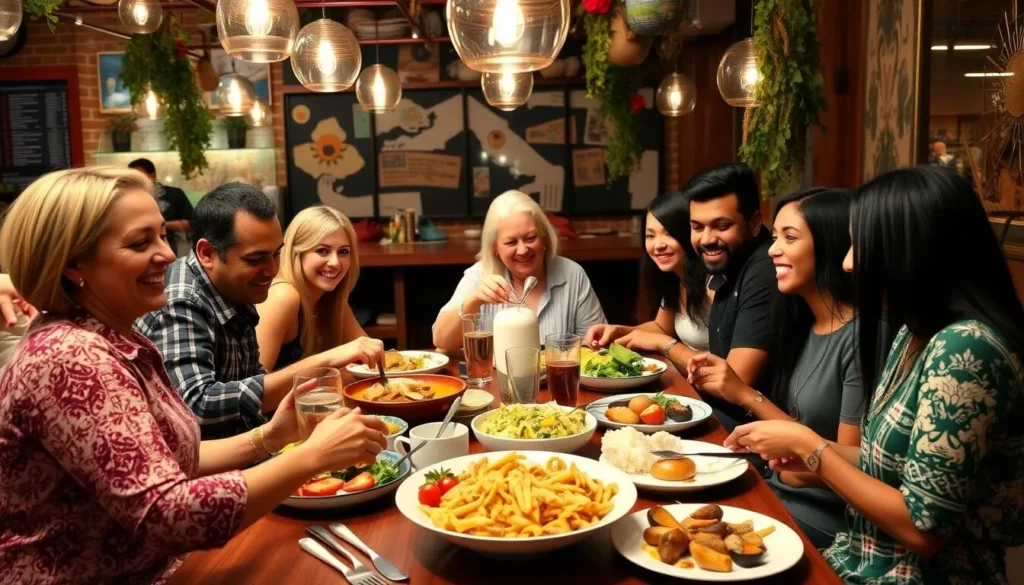 Image of a diverse international dining setting