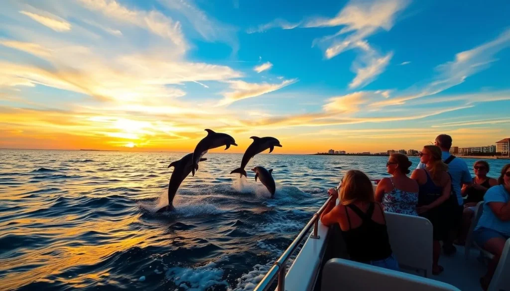 Image of a dolphin-watching cruise in South Padre Island