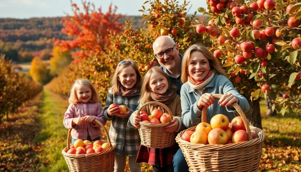 Image of a family apple picking in Hudson Valley