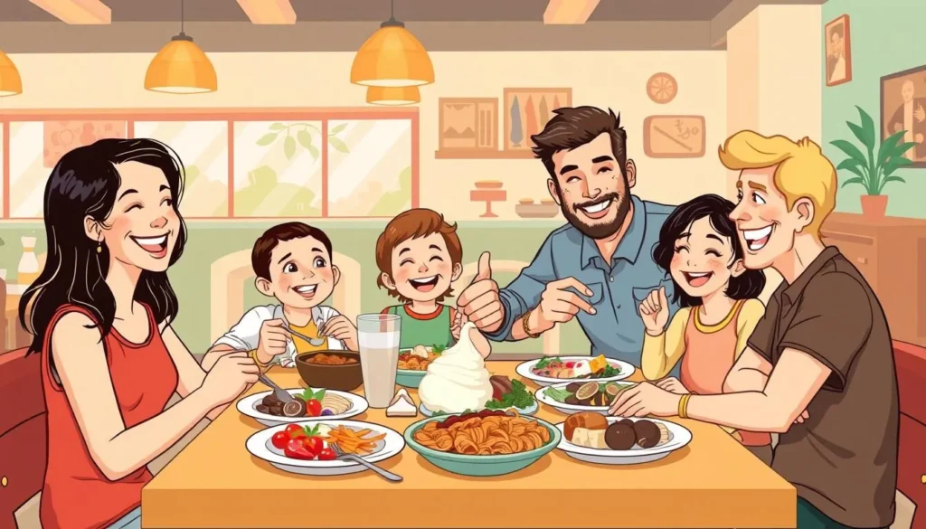 Image of a family dining at a family-friendly restaurant in Fayetteville