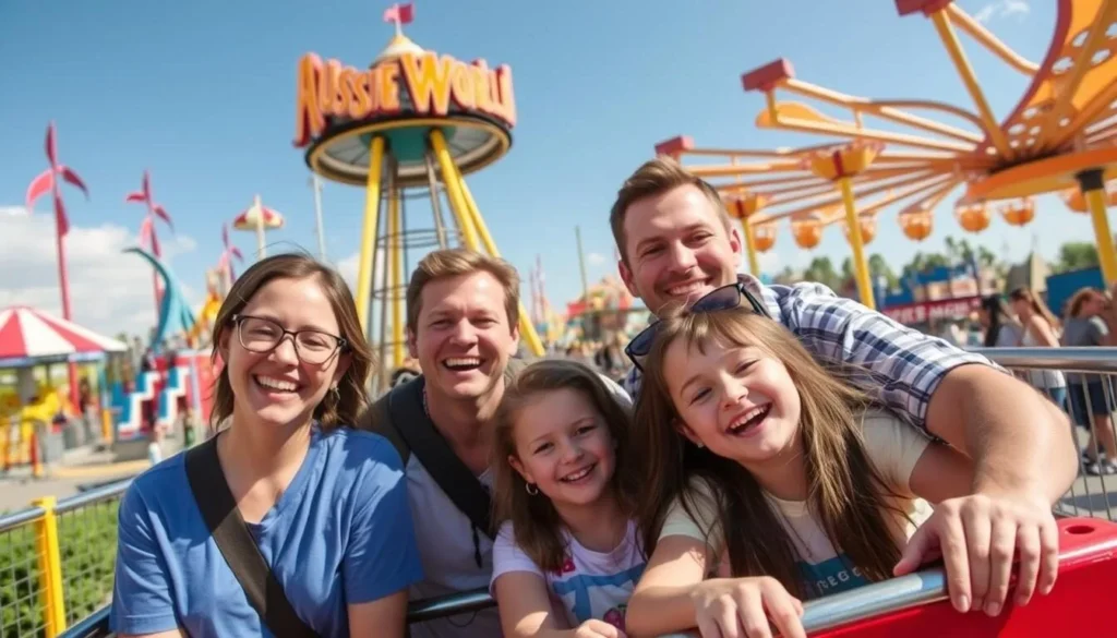 Image of a family enjoying a day at Aussie World theme park