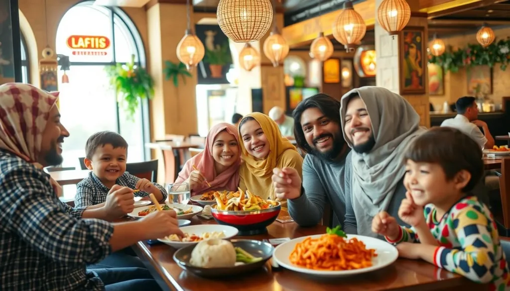 Image of a family enjoying a meal at a restaurant in Al Khobar