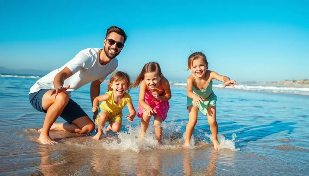 Image of a family enjoying the beach at Newport Beach