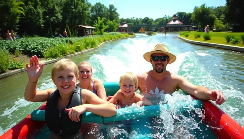 Image of a family enjoying the lazy river at Long Branch Lagoon