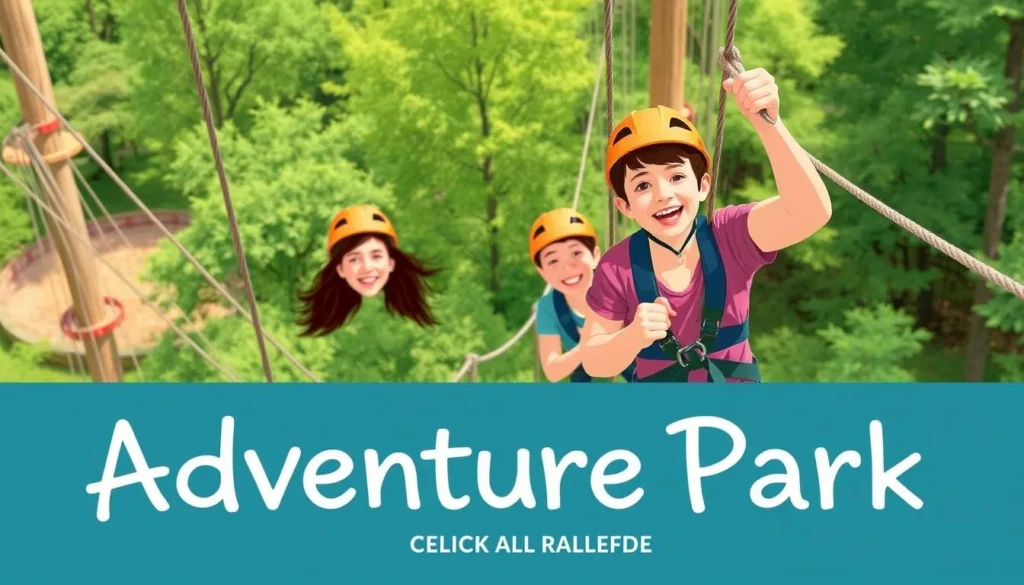 Image of a family enjoying the ropes course at Adventure Park in Rockville, Maryland