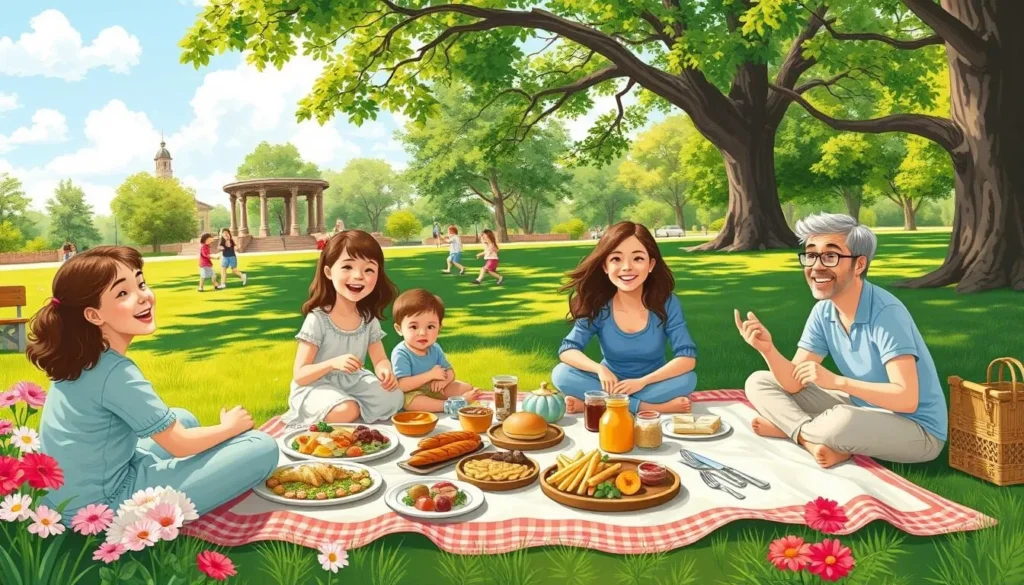 Image of a family having a picnic at War Memorial Park Image of a family having a picnic at War Memorial Park