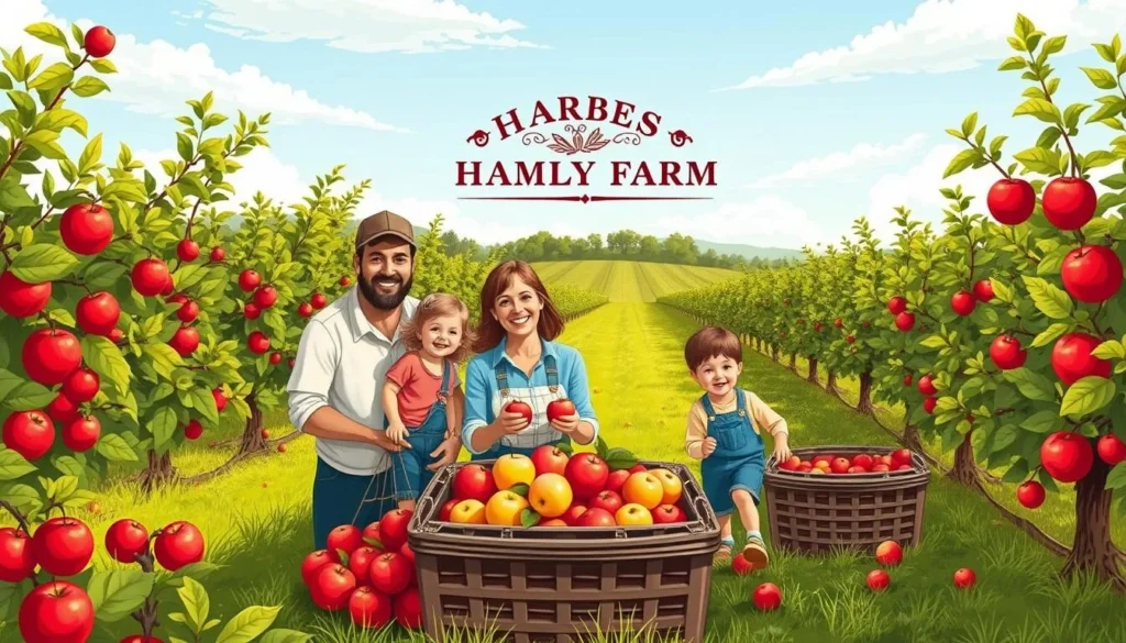 Image of a family picking apples at Harbes Family Farm