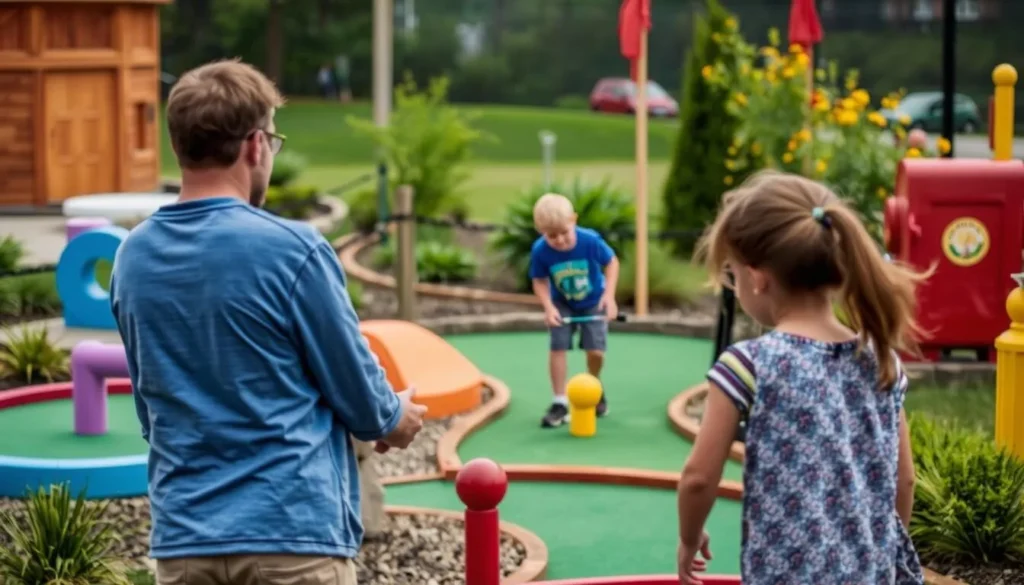 Image of a family playing mini golf at a Martinsburg course Image of a family playing mini golf at a Martinsburg course