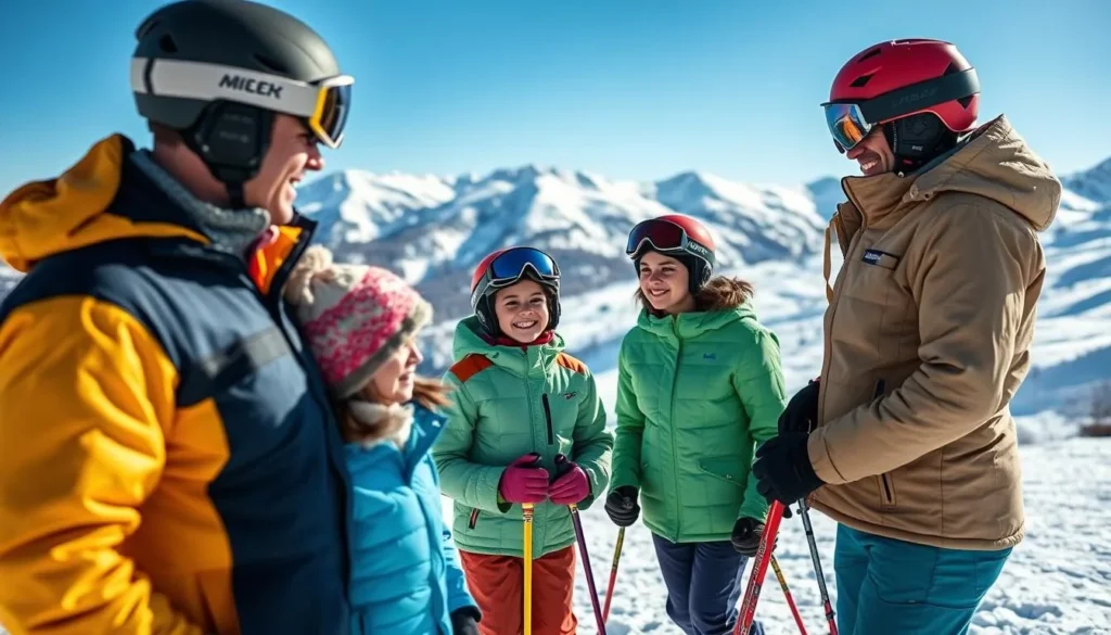 Image of a family taking a ski lesson with an instructor at Keystone Resort