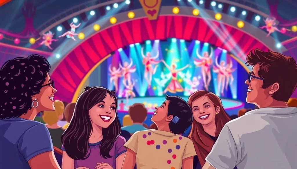 Image of a family watching a Cirque du Soleil show