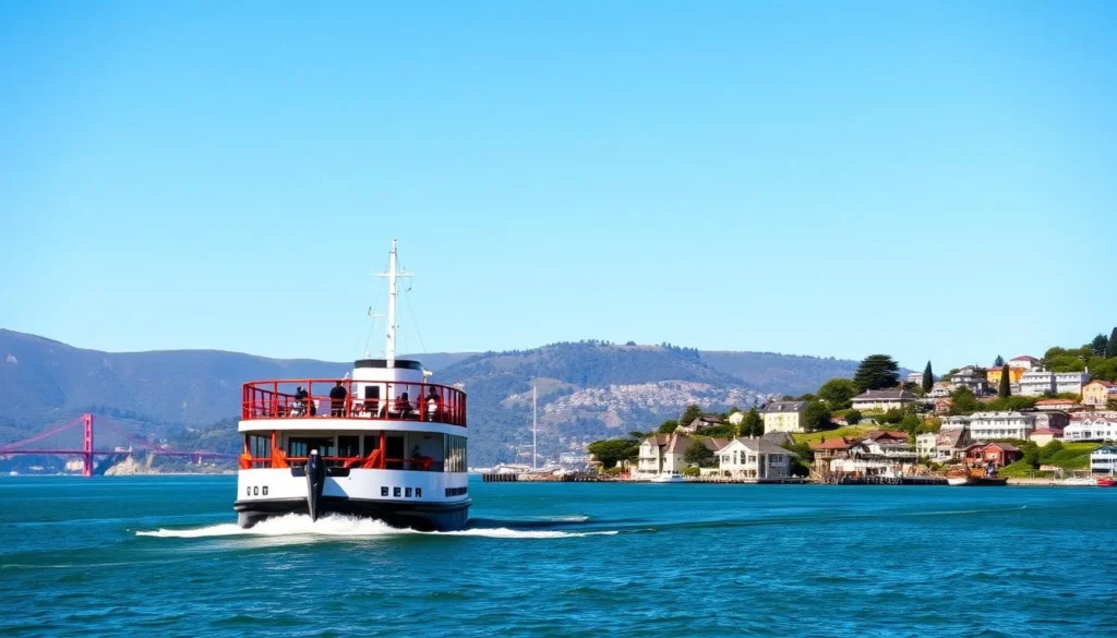 Image of a ferry approaching Sausalito Image of a ferry approaching Sausalito