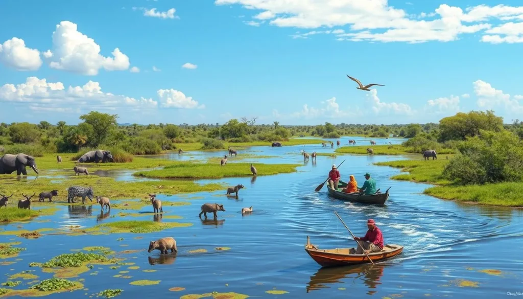 Image of a fishing expedition in the Okavango Panhandle