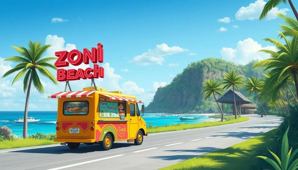 Image of a food truck on the way to Zoni Beach