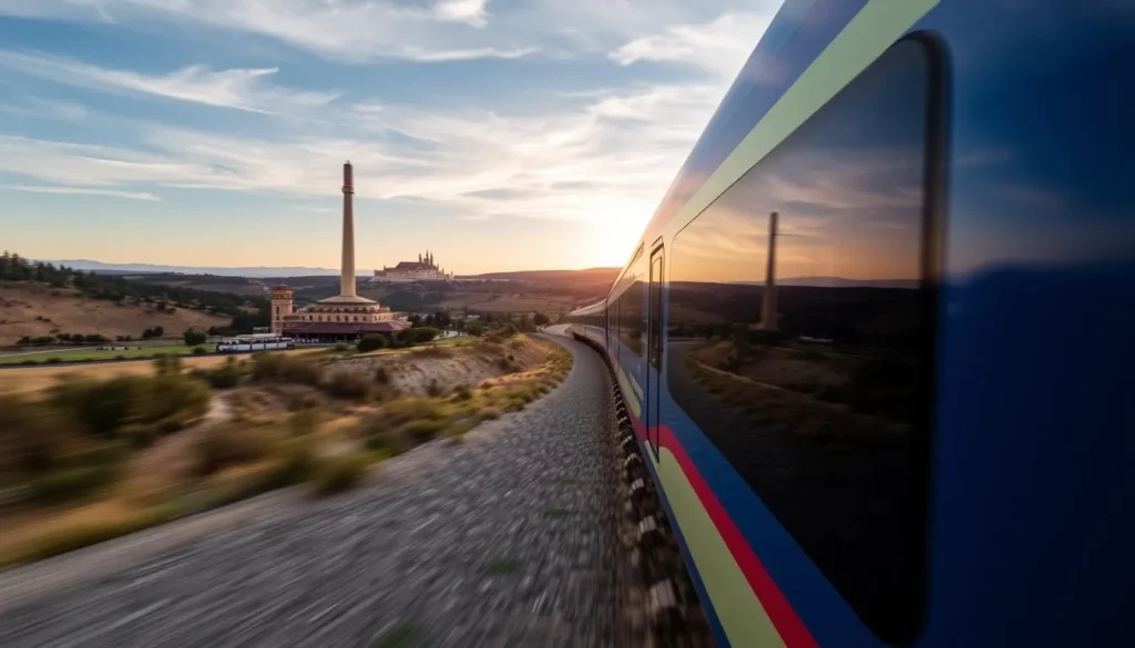 Image of a high-speed train traveling from Madrid to Segovia