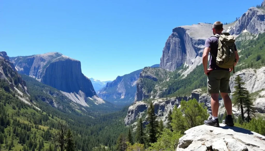 Image of a hiker enjoying a scenic view in Yosemite Valley