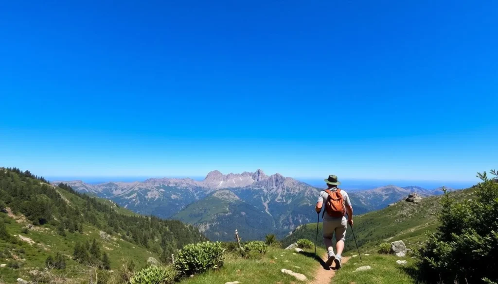 Image of a hiker in the Pyrenees Catalanes Regional Natural Park