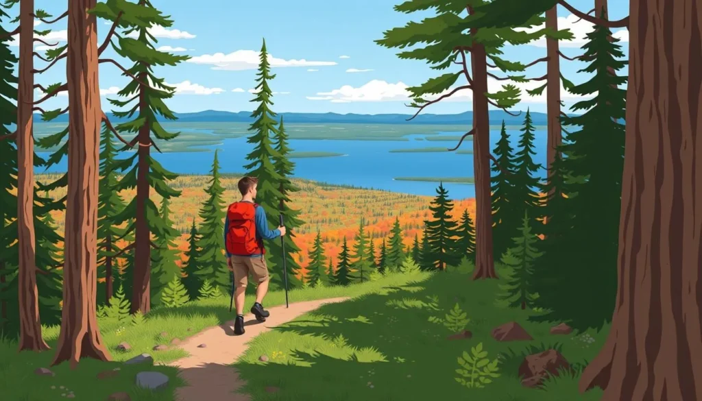 Image of a hiker on the Superior Hiking Trail near Grand Marais
