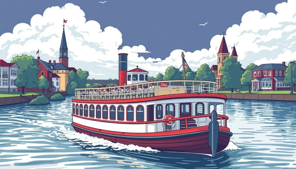 Image of a historic Erie Canal boat cruise in Rochester