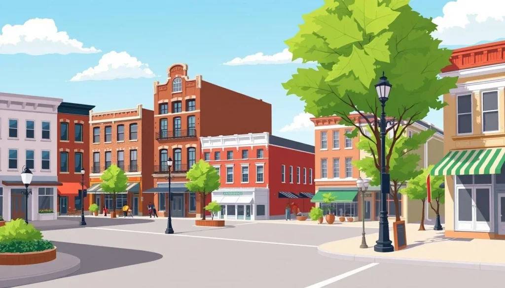 Image of a historic district in Hammond with notable buildings
