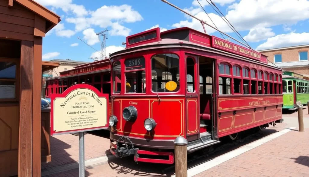 Image of a historic trolley at the National Capital Trolley Museum