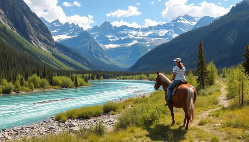 Image of a horseback ride along the Bow River in Banff National Park