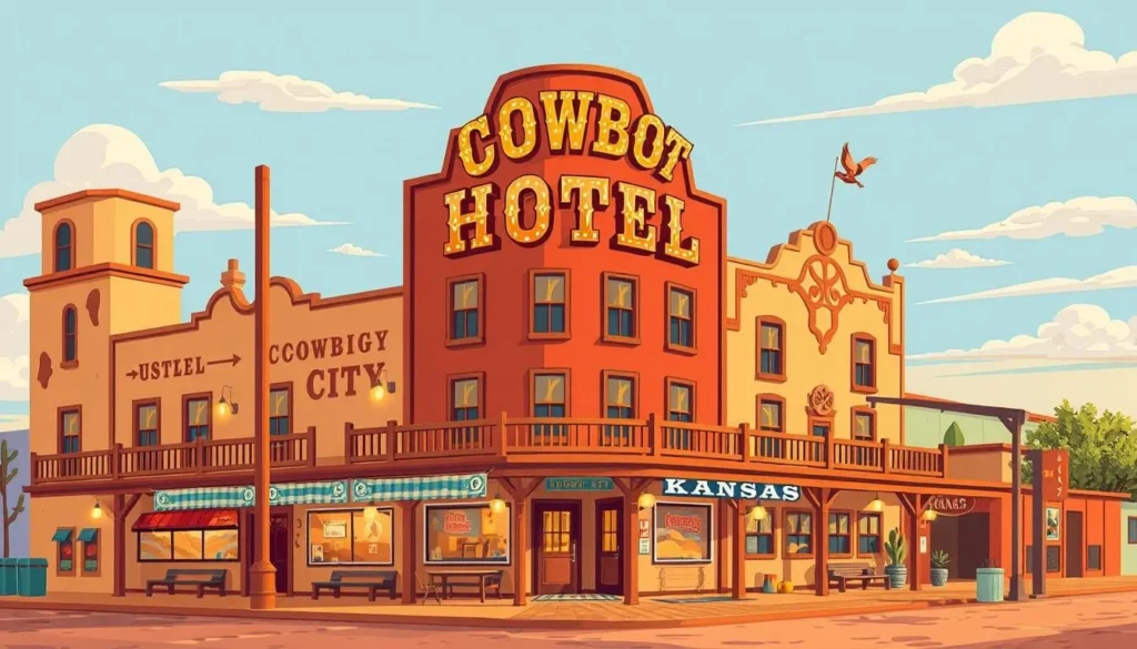 Image of a hotel in Dodge City, Kansas, with a cowboy theme