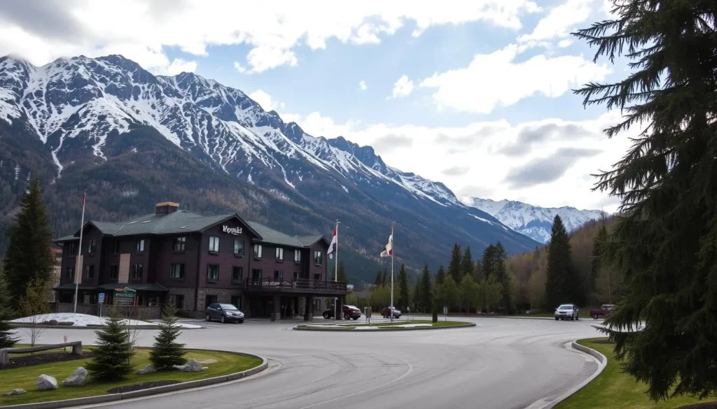 Image of a hotel in Revelstoke with a scenic mountain view