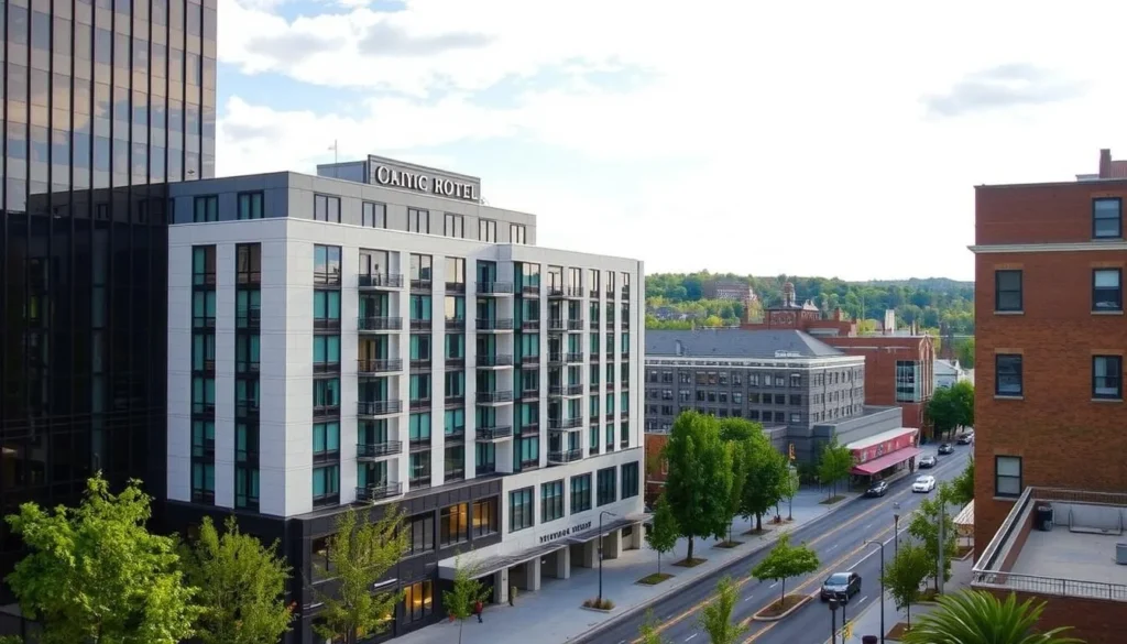 Image of a hotel in downtown Ithaca