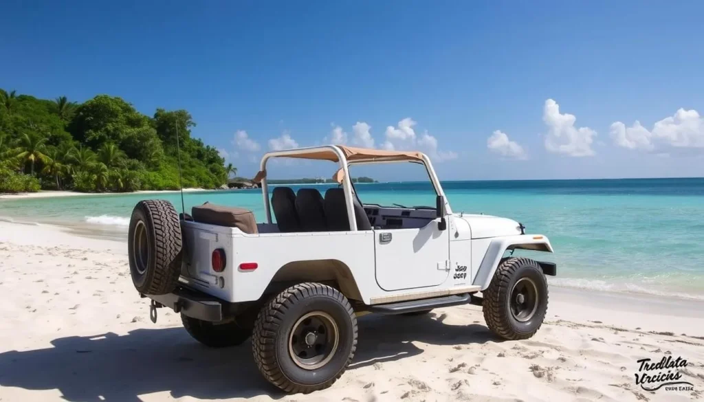 Image of a jeep rental vehicle on Culebra Island