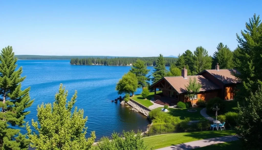 Image of a lakefront lodge on Cayuga Lake