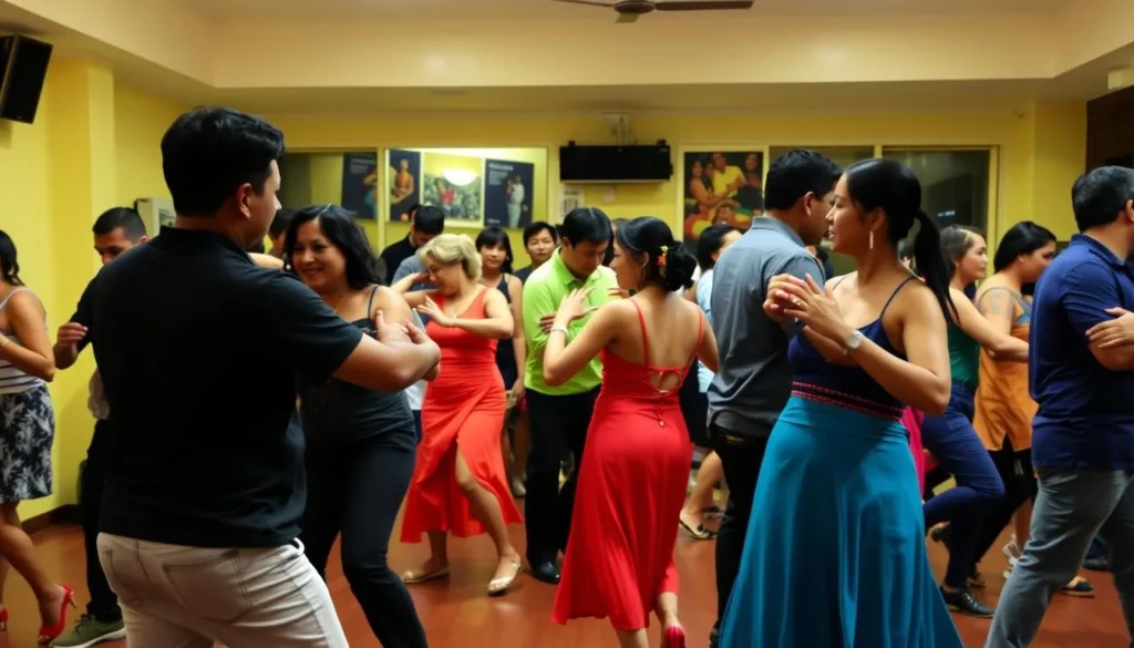 Image of a lively salsa dance class in Medellin
