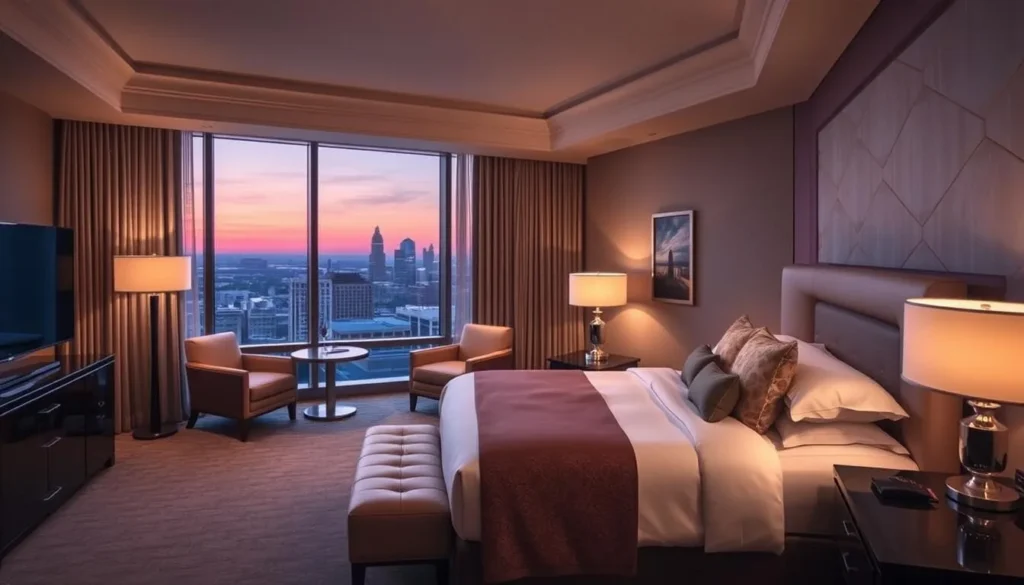 Image of a luxurious hotel room in Indianapolis