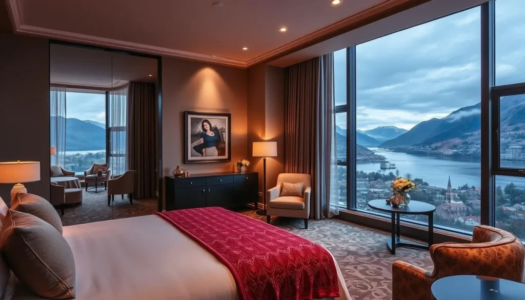 Image of a luxurious hotel room in Queenstown, Tasmania