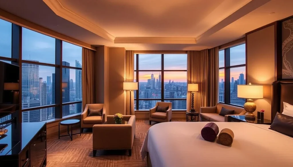 Image of a luxurious hotel room in downtown Chicago