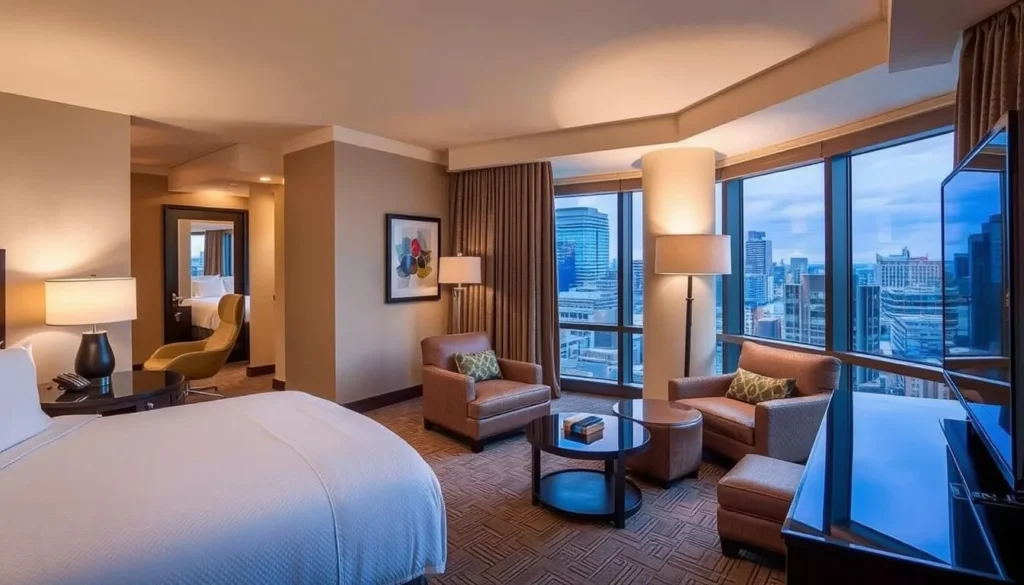 Image of a luxurious hotel room in downtown Rockford