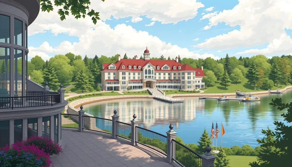 Image of a luxurious lakefront hotel in Wisconsin