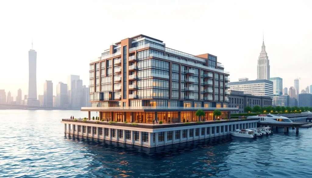 Image of a luxurious waterfront hotel in Long Island City
