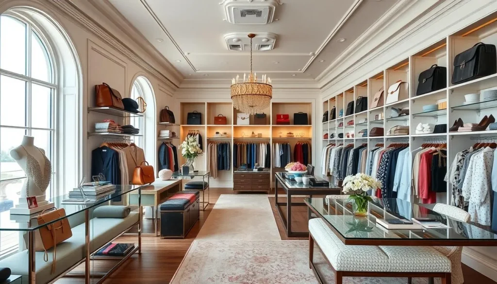 Image of a luxury boutique in The Hamptons featuring designer brands