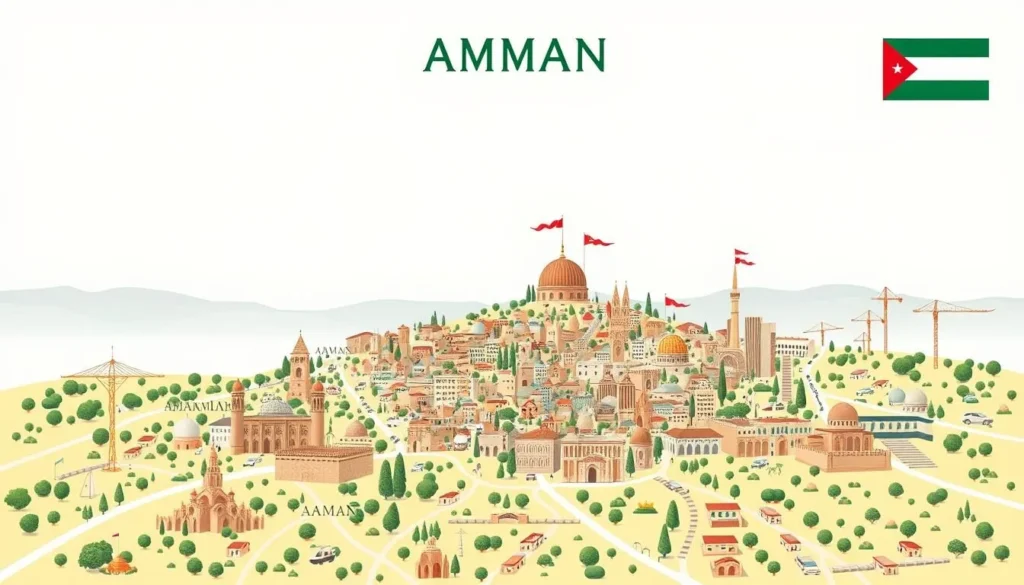 Image of a map showing Amman and its surrounding attractions