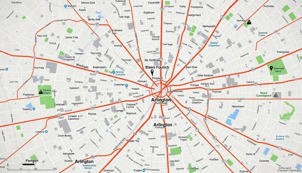 Image of a map showing Arlington's location in the Dallas-Fort Worth metroplex