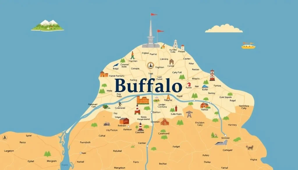 Image of a map showing Buffalo and surrounding areas