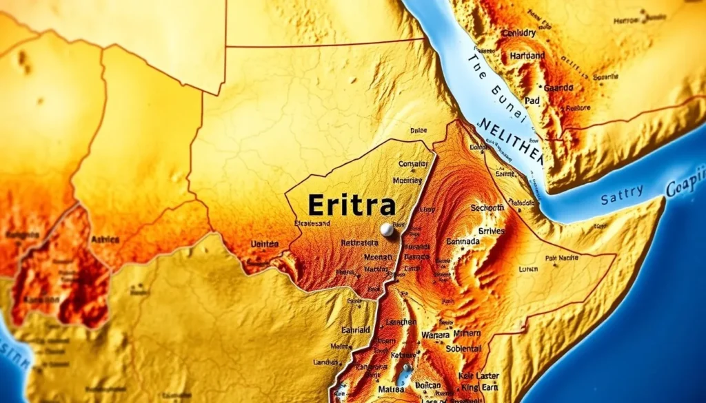 Image of a map showing Eritrea's location in the Horn of Africa