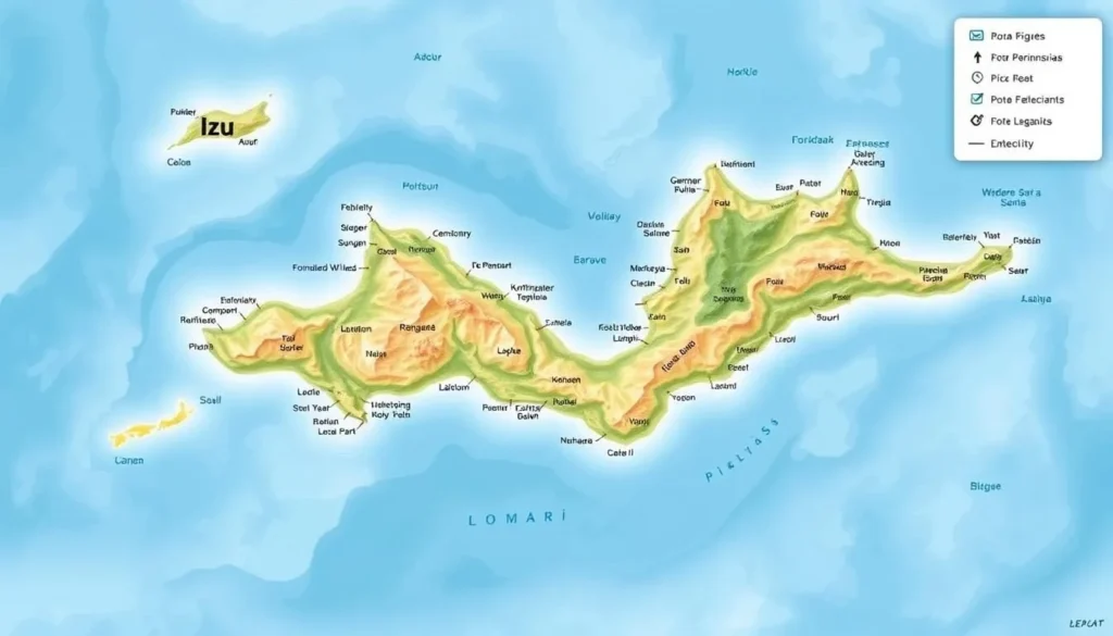 Image of a map showing the Izu Peninsula and surrounding areas