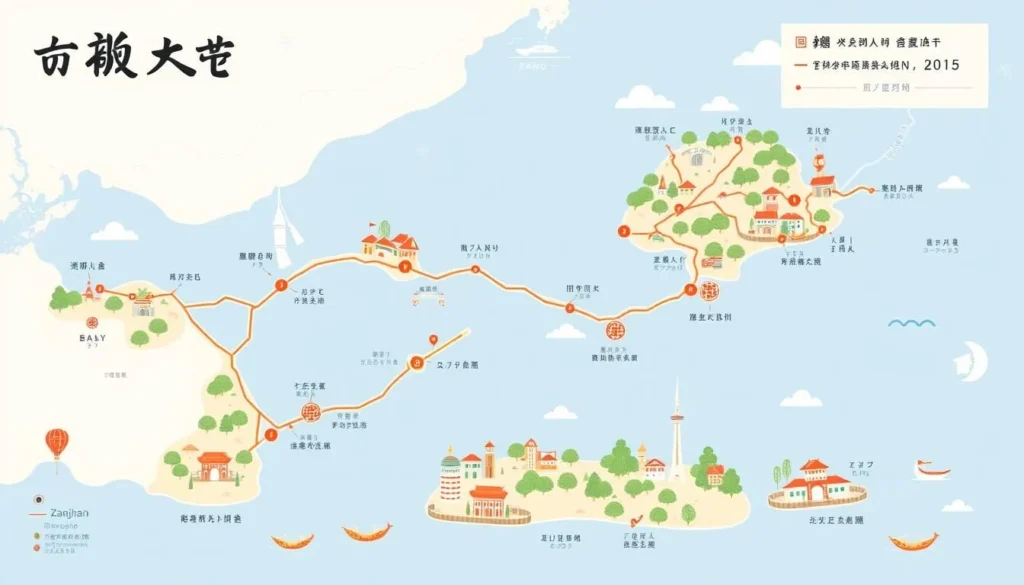 Image of a map showing the route from Shanghai to Zhujiajiao