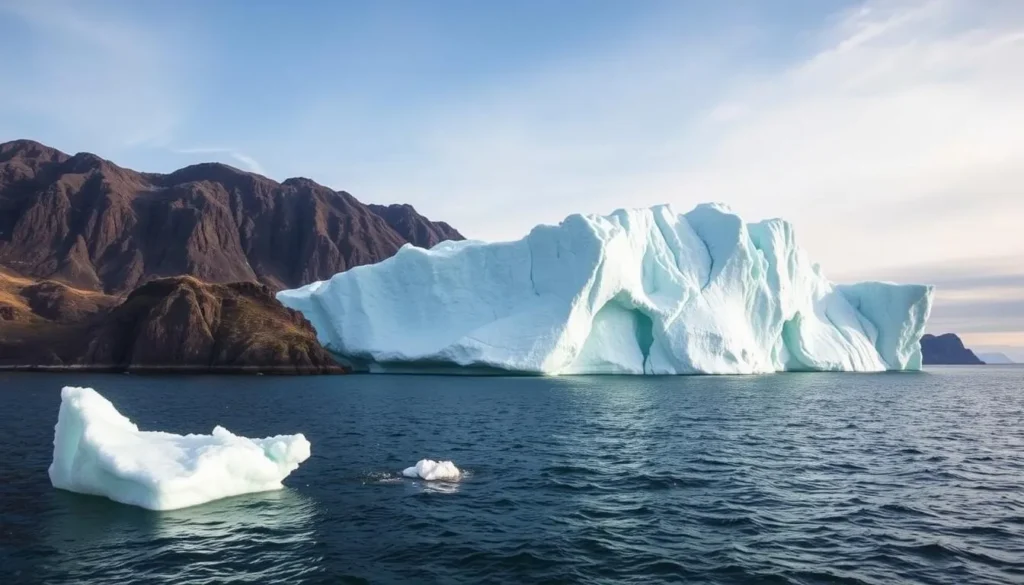 Image of a massive iceberg floating near the Newfoundland coast